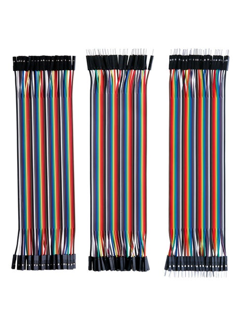 120pcs 20cm Multicolored Jumper Wire - 40-Pin Male to Female, Male to Male, and Female to Female Breadboard Compatible Wires for Arduino and Raspberry Pi Projects