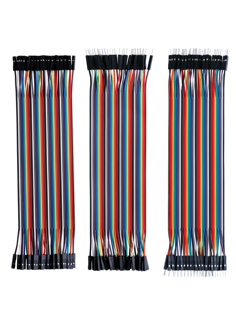 120pcs 20cm Multicolored Jumper Wire - 40-Pin Male to Female, Male to Male, and Female to Female Breadboard Compatible Wires for Arduino and Raspberry Pi Projects