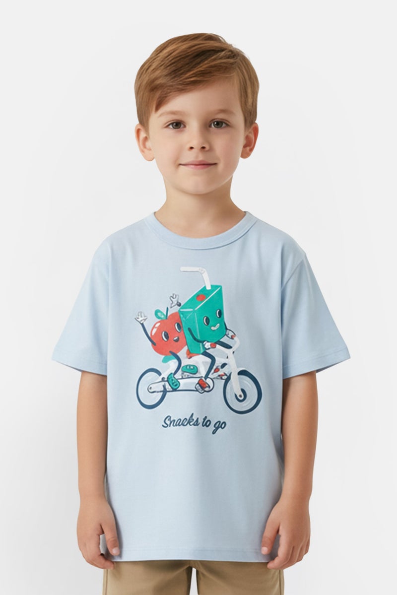 The Children's Place Toddlers Boy Crew Neck Short Sleeve Graphic Print T-Shirt, Blue - Image 1