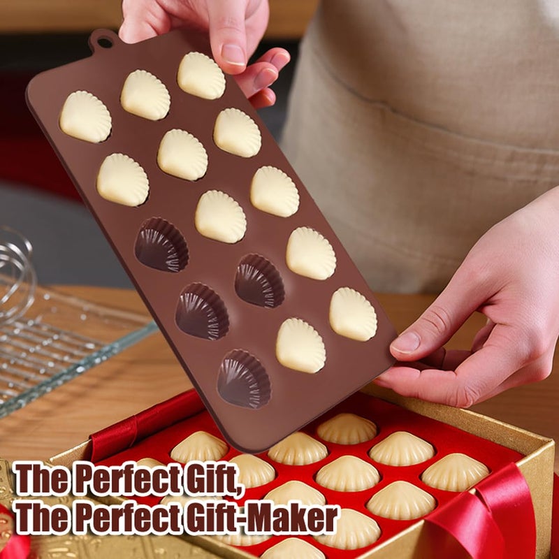 Elome Silicone Sea Shell Mold Baking Mould Ice Cube Tray for Chocolate, Soap, Candle, Madeleines, Fondant Birthday Cake Decoration and Jelly 15 Cavities - Image 5