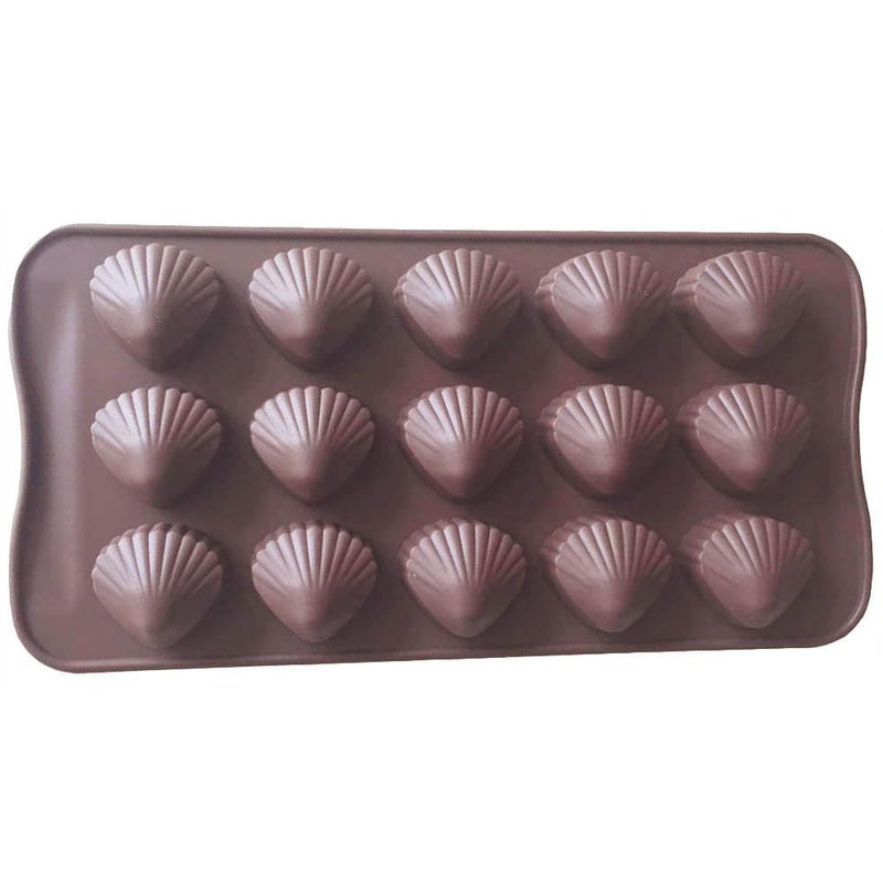 Elome Silicone Sea Shell Mold Baking Mould Ice Cube Tray for Chocolate, Soap, Candle, Madeleines, Fondant Birthday Cake Decoration and Jelly 15 Cavities - Image 1
