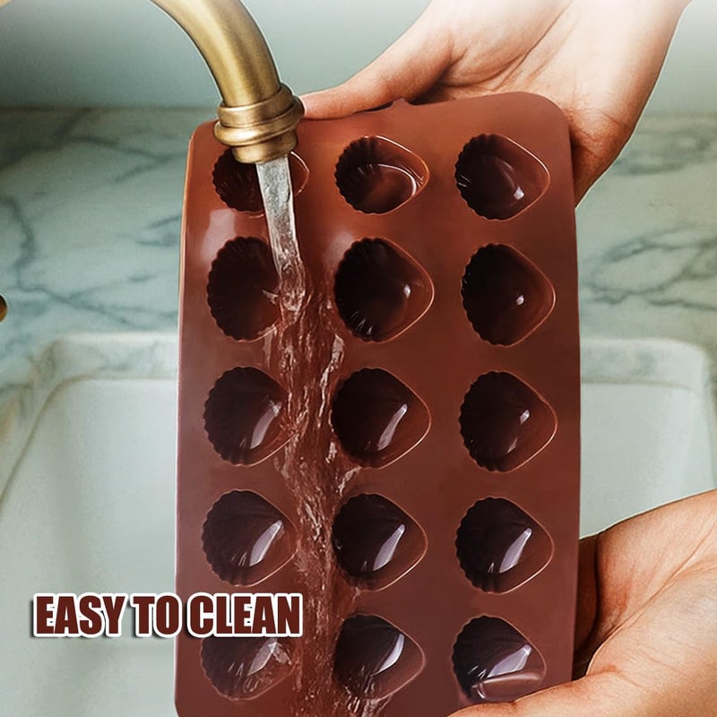 Elome Silicone Sea Shell Mold Baking Mould Ice Cube Tray for Chocolate, Soap, Candle, Madeleines, Fondant Birthday Cake Decoration and Jelly 15 Cavities - Image 4