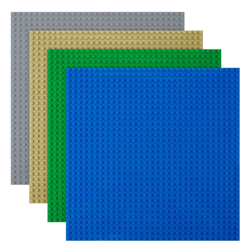 HOTUT Classic Baseplates, 4 Pack Square 32x32 Stud Building Base, 10"×10" Large Building Board Base Plates, 100% Compatible with All Major Brands, Build and Display Board Set - Grey/Green/Sand/Blue - Image 1
