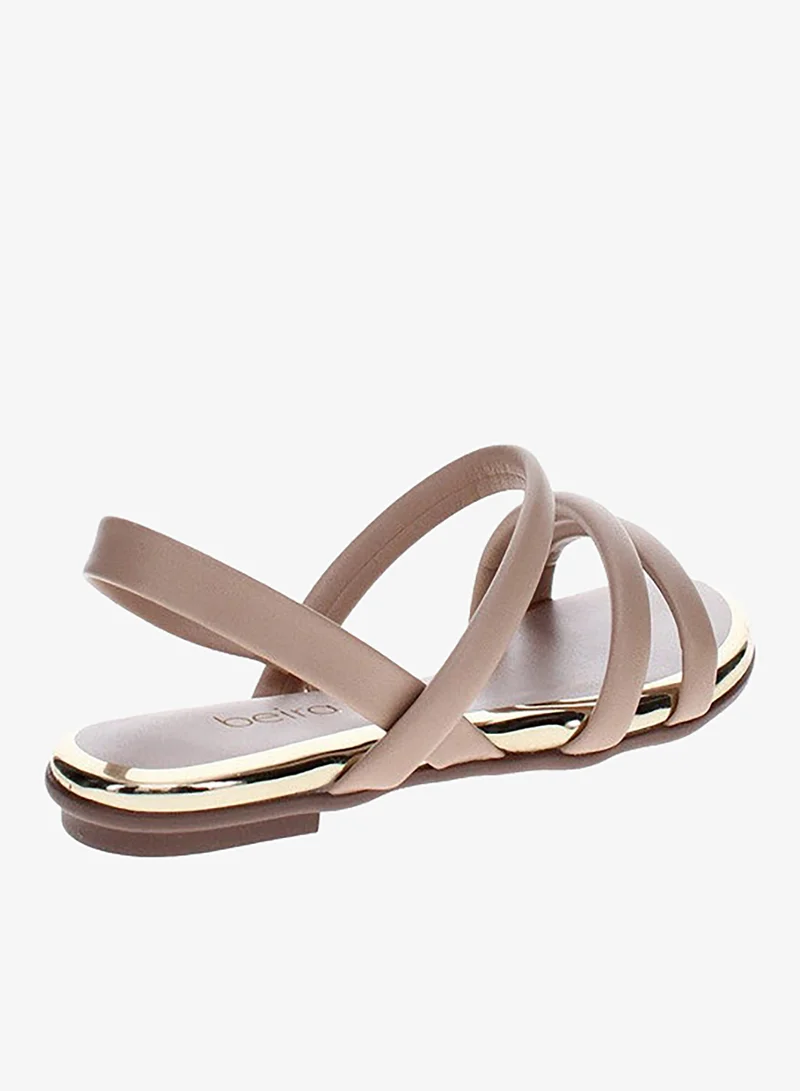 Beira Rio Beige BEIRA RIO Sandals with Back strap For Ladies for Women | Best Price UAE