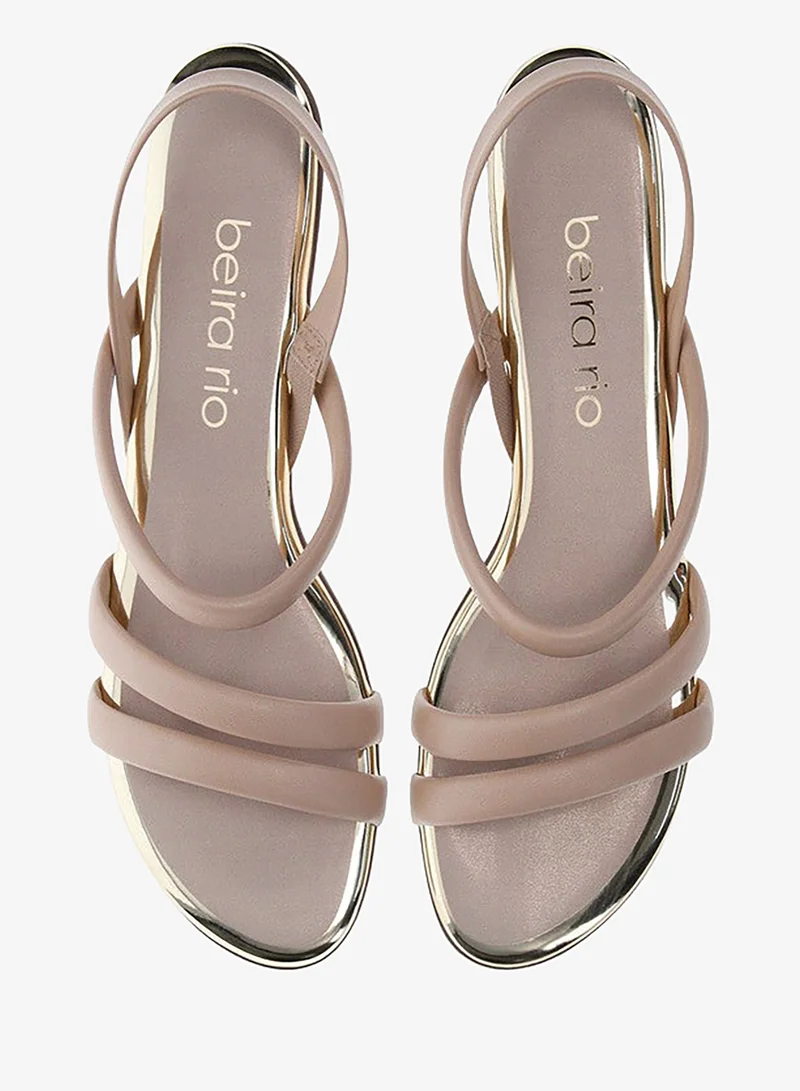 Beira Rio Beige BEIRA RIO Sandals with Back strap For Ladies for Women | Best Price UAE