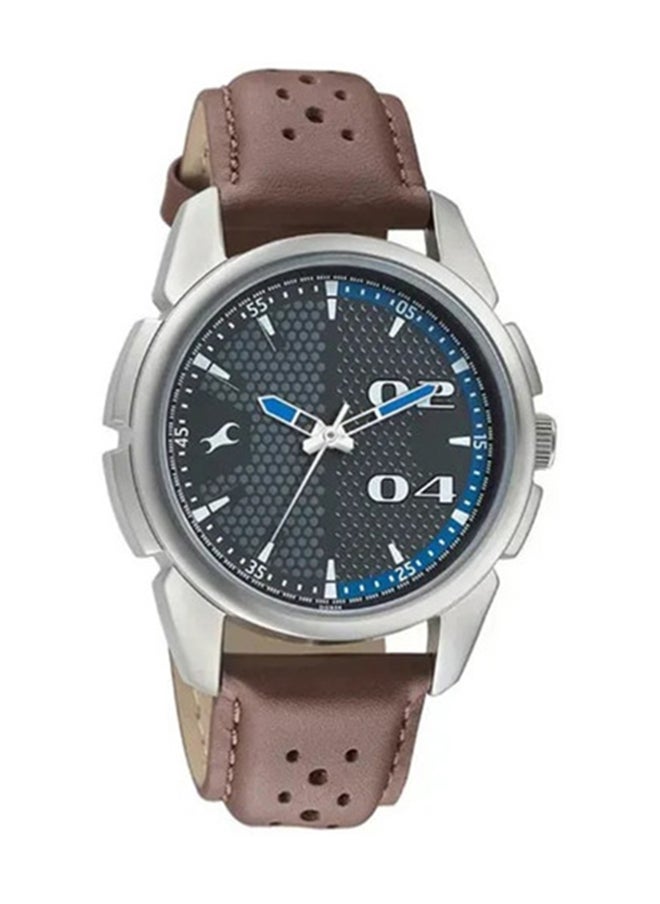 fastrack Fastrack Loopholes Quartz Analog Watch for Guys With Grey Dial Leather Strap 