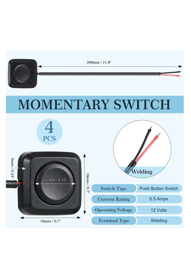 Excefore - Momentary Switch, 4 Pcs Momentary Push Button ON Off Switch, Momentary Tactile Tact Push Button Micro Switch, Car Switch, for Experiment Industrial Control Car Horn - Image 1