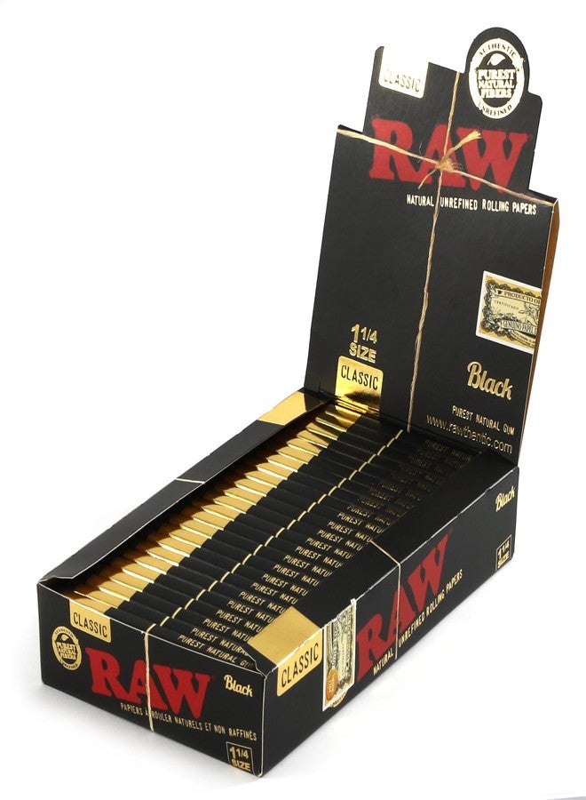 RAW Classic Black 1 1/4 Size Natural Unrefined Ultra Thin 79mm Rolling Papers (6 Packs) - Image 4