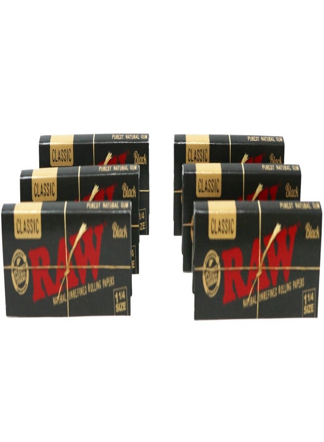 RAW Classic Black 1 1/4 Size Natural Unrefined Ultra Thin 79mm Rolling Papers (6 Packs) - Image 3