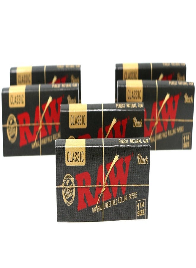 RAW Classic Black 1 1/4 Size Natural Unrefined Ultra Thin 79mm Rolling Papers (6 Packs) - Image 2