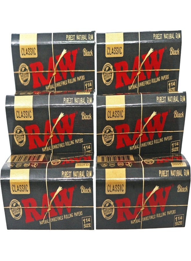 RAW Classic Black 1 1/4 Size Natural Unrefined Ultra Thin 79mm Rolling Papers (6 Packs) - Image 5