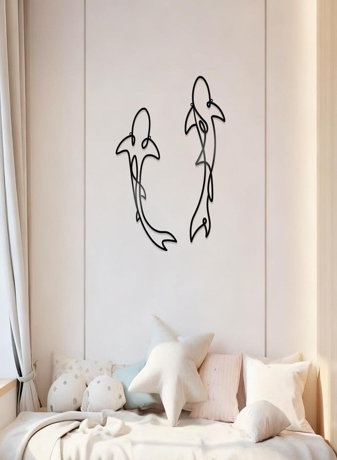 KOYILTD Abstract Line Shark Metal Wall Art - Nautical Coastal Ocean Decor for Home Interiors, Bathrooms & Coastal - Themed Living Spaces | Minimalist Geometric Shark Design (Abstract) - Image 5