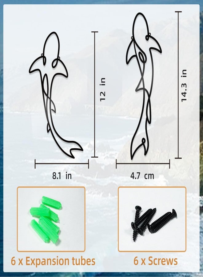 KOYILTD Abstract Line Shark Metal Wall Art - Nautical Coastal Ocean Decor for Home Interiors, Bathrooms & Coastal - Themed Living Spaces | Minimalist Geometric Shark Design (Abstract) - Image 3
