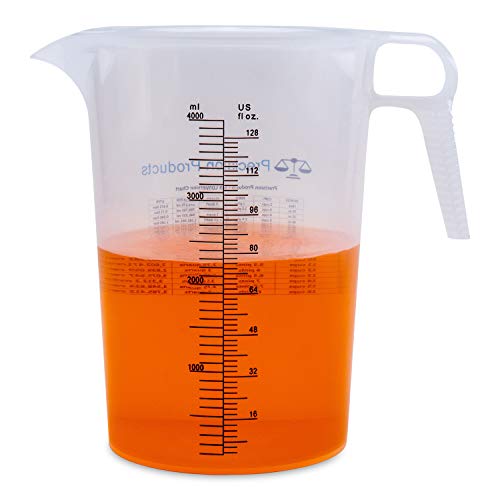 Turnah One Gallon 128oz Measure Pitcher - Convenient Conversion Chart - Strong Food Grade - Great for Lawn, Chemicals Pool, Ag, Lye, Home Hobbies, Motor Oil, Fluids - Turnah Precision Products, Made in USA - Image 1