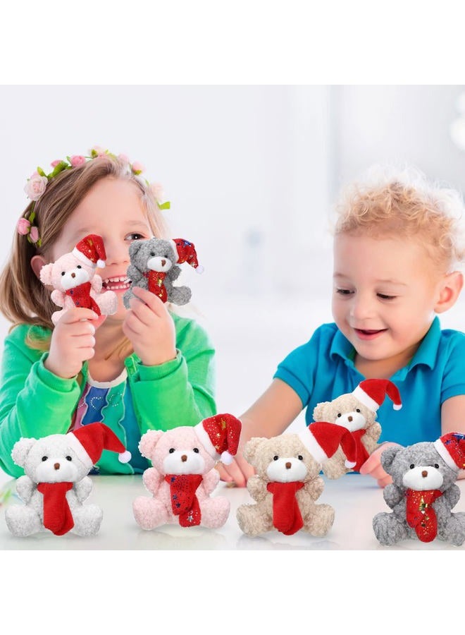 Zomiboo 12 Pcs Mini Plush Stuffed Animal Bulk 4 Inch Valentine Bear Easter Egg Stuffer for DIY Kids Birthday Carnival School Prizes Gift Goodie Bag Filler(Pink/Yellow/White/Gray, Bear with Hat) - Image 5