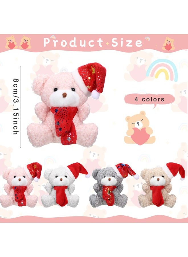 Zomiboo 12 Pcs Mini Plush Stuffed Animal Bulk 4 Inch Valentine Bear Easter Egg Stuffer for DIY Kids Birthday Carnival School Prizes Gift Goodie Bag Filler(Pink/Yellow/White/Gray, Bear with Hat) - Image 3