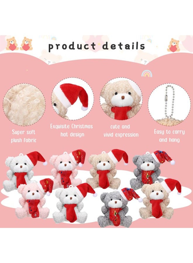 Zomiboo 12 Pcs Mini Plush Stuffed Animal Bulk 4 Inch Valentine Bear Easter Egg Stuffer for DIY Kids Birthday Carnival School Prizes Gift Goodie Bag Filler(Pink/Yellow/White/Gray, Bear with Hat) - Image 4