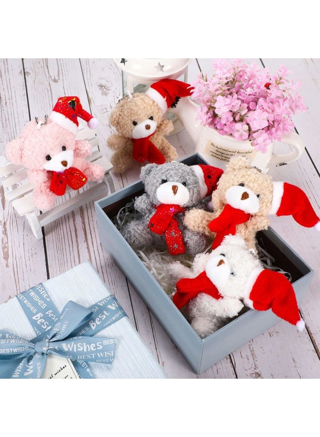 Zomiboo 12 Pcs Mini Plush Stuffed Animal Bulk 4 Inch Valentine Bear Easter Egg Stuffer for DIY Kids Birthday Carnival School Prizes Gift Goodie Bag Filler(Pink/Yellow/White/Gray, Bear with Hat) - Image 2