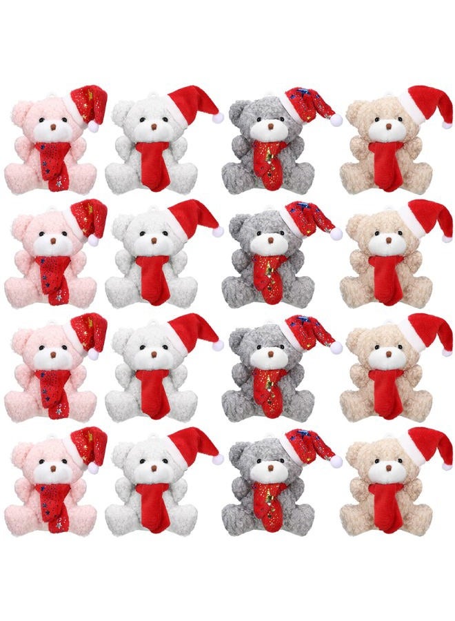 Zomiboo 12 Pcs Mini Plush Stuffed Animal Bulk 4 Inch Valentine Bear Easter Egg Stuffer for DIY Kids Birthday Carnival School Prizes Gift Goodie Bag Filler(Pink/Yellow/White/Gray, Bear with Hat) - Image 1