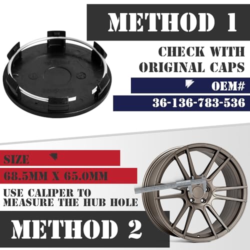 KitsPro 2.7Inch 68MM Wheel Center Caps for BMW 3 Series 4 Series 5 Series X Serires Z Series Rim Hub Caps 3613 6783 536, Pack of 4 (Gloss Black, Outer 69MM, Inner 65MM) - Image 3
