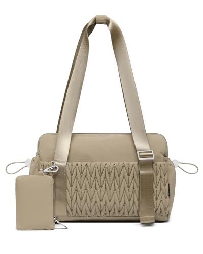 BAVERGE Small Gym Bag for Women Quilted Mini Tote with Wet Compartment and Coin Purse Cute Duffle Bag for Girls Workout Sport TravelKhaki - Image 1
