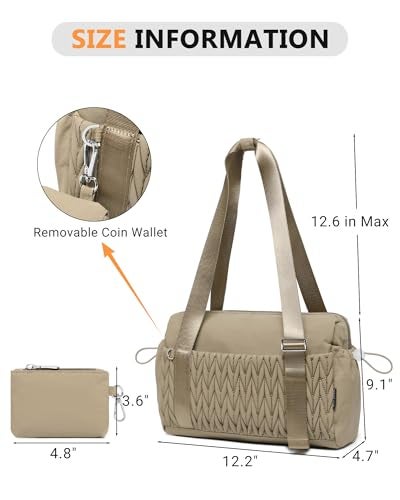 BAVERGE Small Gym Bag for Women Quilted Mini Tote with Wet Compartment and Coin Purse Cute Duffle Bag for Girls Workout Sport TravelKhaki - Image 3