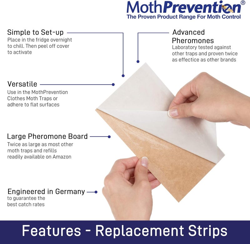 MothPrevention Clothes Moth Trap Replacement Strips (6 Strips in Total) - Refills for Moth Traps - for Closets & Clothing - Image 2