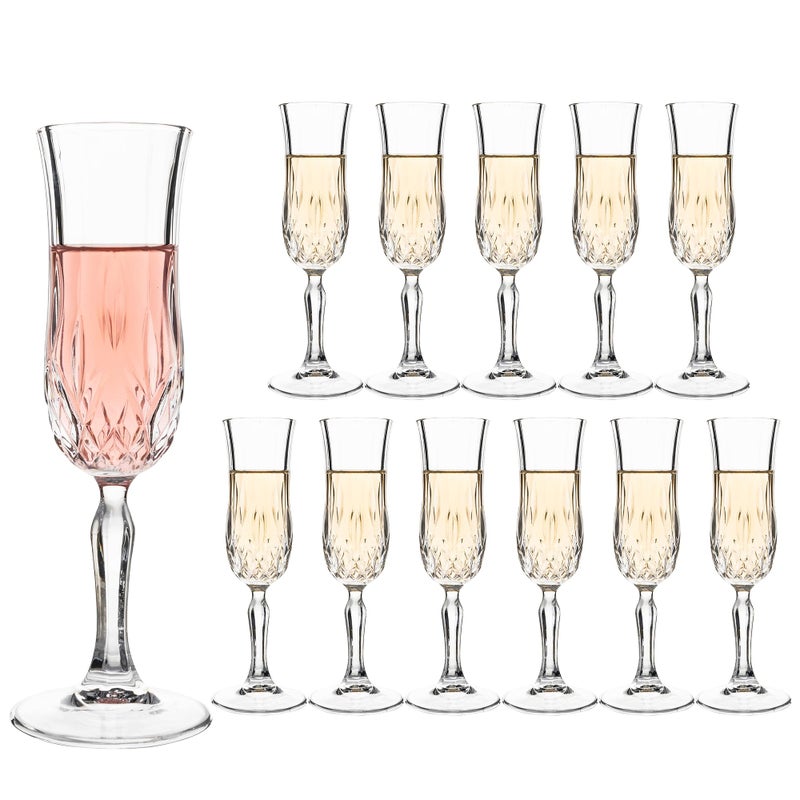 UMEIED Engraved Champagne Flutes, Set of 12-4.16 oz Elegant Etched Glass Coupe Glasses for Wedding, Anniversary, Bridal Shower & Parties - Image 1
