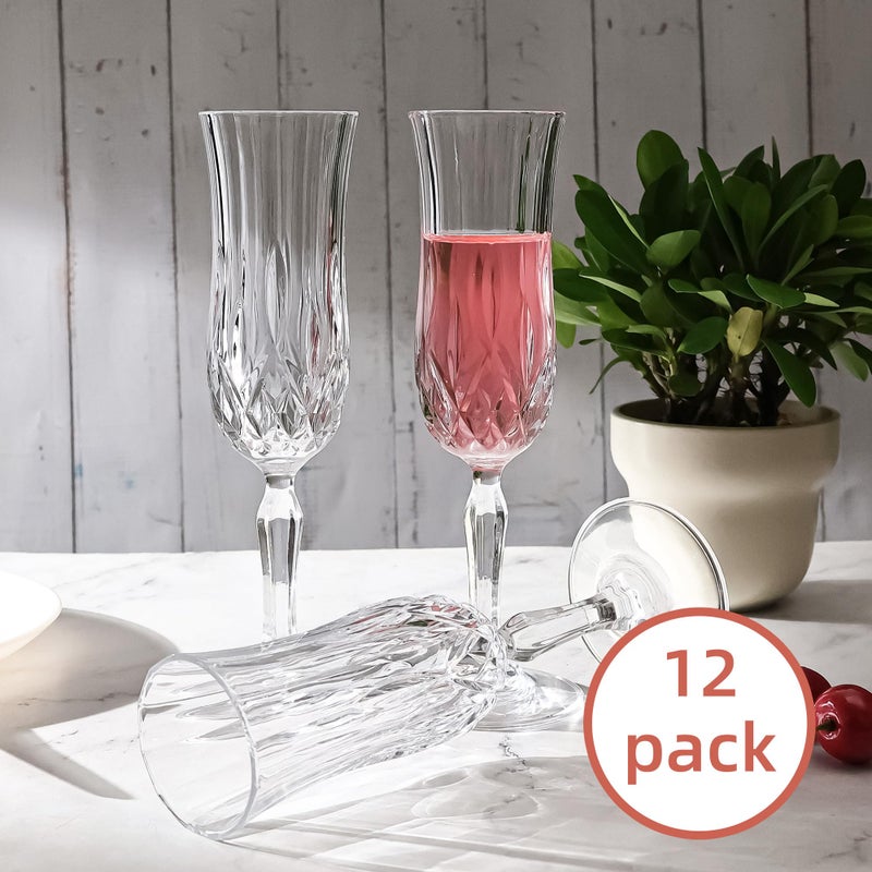 UMEIED Engraved Champagne Flutes, Set of 12-4.16 oz Elegant Etched Glass Coupe Glasses for Wedding, Anniversary, Bridal Shower & Parties - Image 5