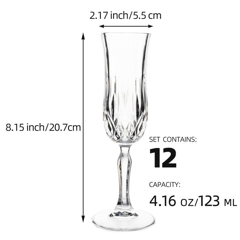 UMEIED Engraved Champagne Flutes, Set of 12-4.16 oz Elegant Etched Glass Coupe Glasses for Wedding, Anniversary, Bridal Shower & Parties - Image 2