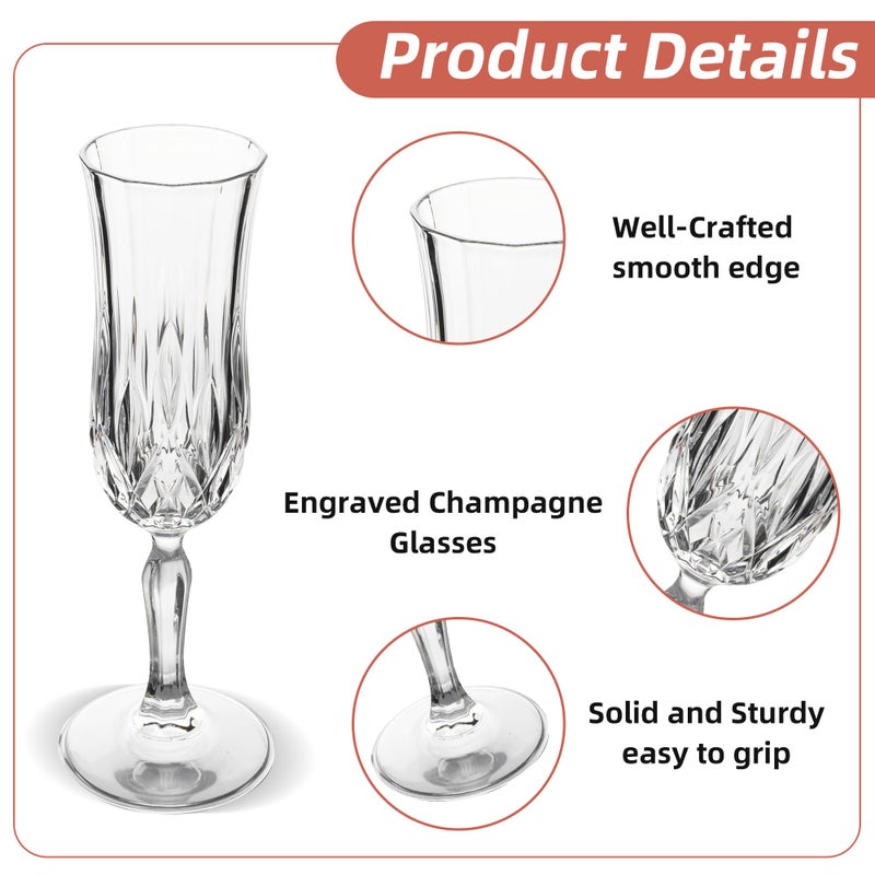 UMEIED Engraved Champagne Flutes, Set of 12-4.16 oz Elegant Etched Glass Coupe Glasses for Wedding, Anniversary, Bridal Shower & Parties - Image 3