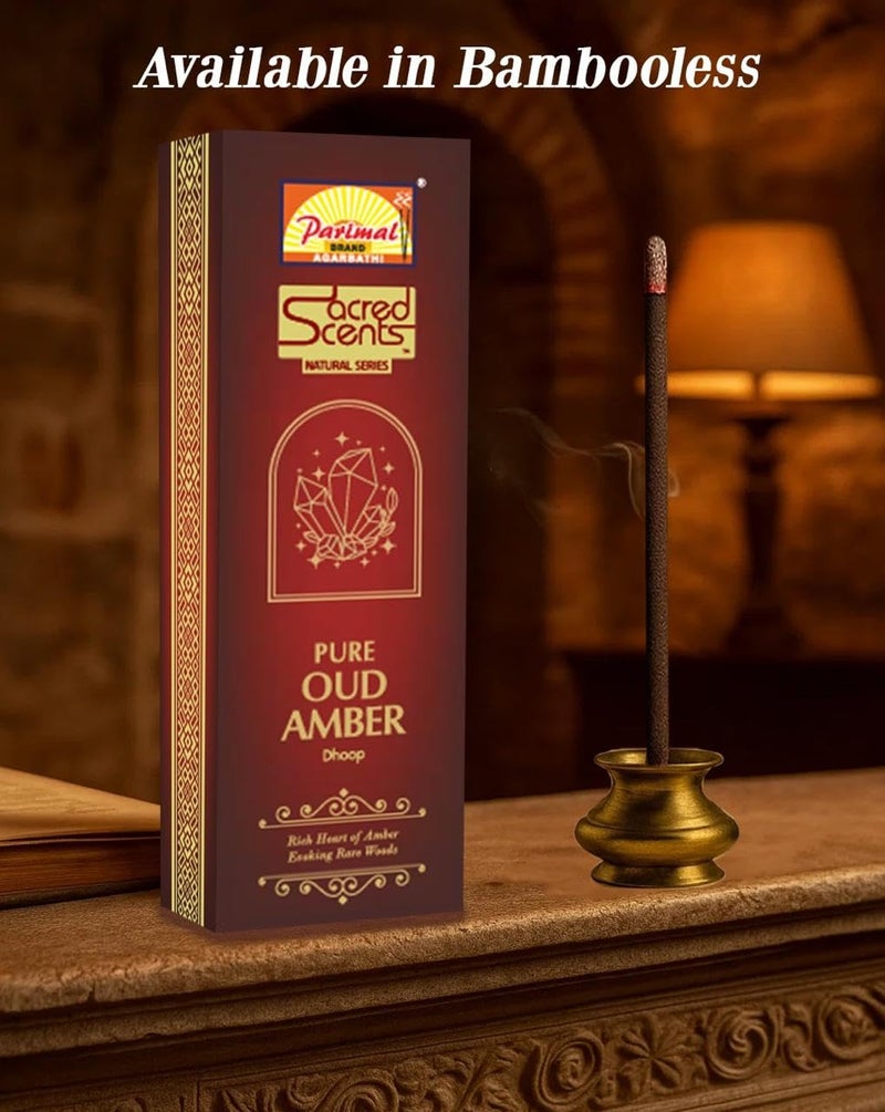 Parimal Pure Amber Oudh Dhoop/Dhup Sticks (78–88) (240g) | 45–60 Min Burn | Amber Oud dhup batti | Bamboo-Less Incense | Each Pack 40G | Rich, Long-Lasting Fragrance | Dhoop Holder Inside | Pack of 6 - Image 3