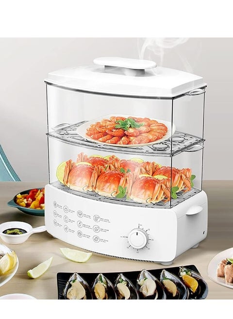 Digital Food Steamer 12L 2 Layers 1500W with 12 Multifunctional Modes, Healthy Fast Simultaneous Cooking, Stackable Baskets for Vegetable Heating Breakfast Machine Steamer