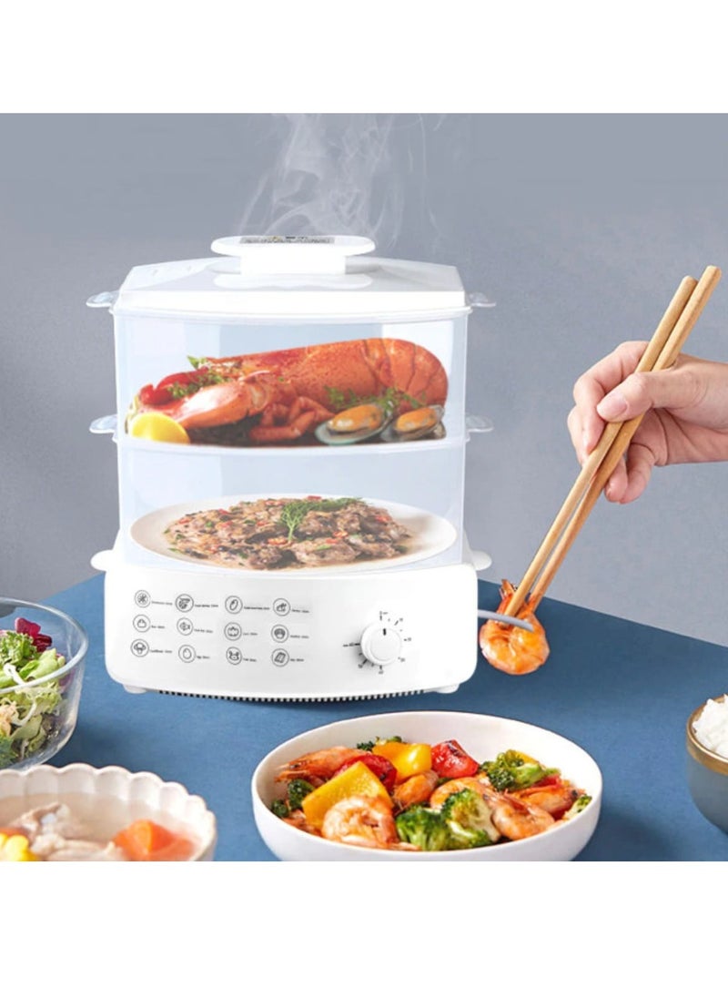Generic - Digital Food Steamer 12L 2 Layers 1500W with 12 Multifunctional Modes, Healthy Fast Simultaneous Cooking, Stackable Baskets for Vegetable Heating Breakfast Machine Steamer - Image 1