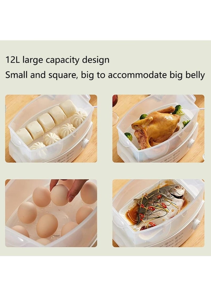 Generic - Digital Food Steamer 12L 2 Layers 1500W with 12 Multifunctional Modes, Healthy Fast Simultaneous Cooking, Stackable Baskets for Vegetable Heating Breakfast Machine Steamer - Image 1
