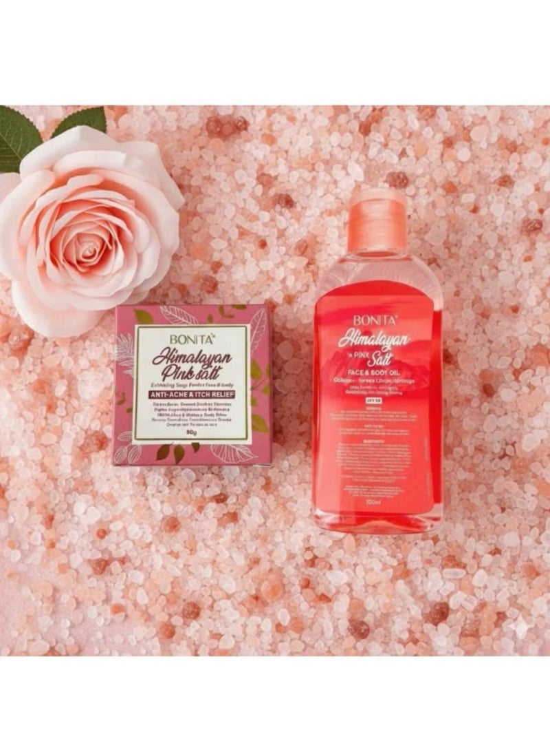Bonita Himalayan Pink Salt Body Oil 100 ml and Soap Bar 80 g Natural Skin Nourishing Moisturizing Brightening Body Care Set for Smooth Glowing Skin - Image 2