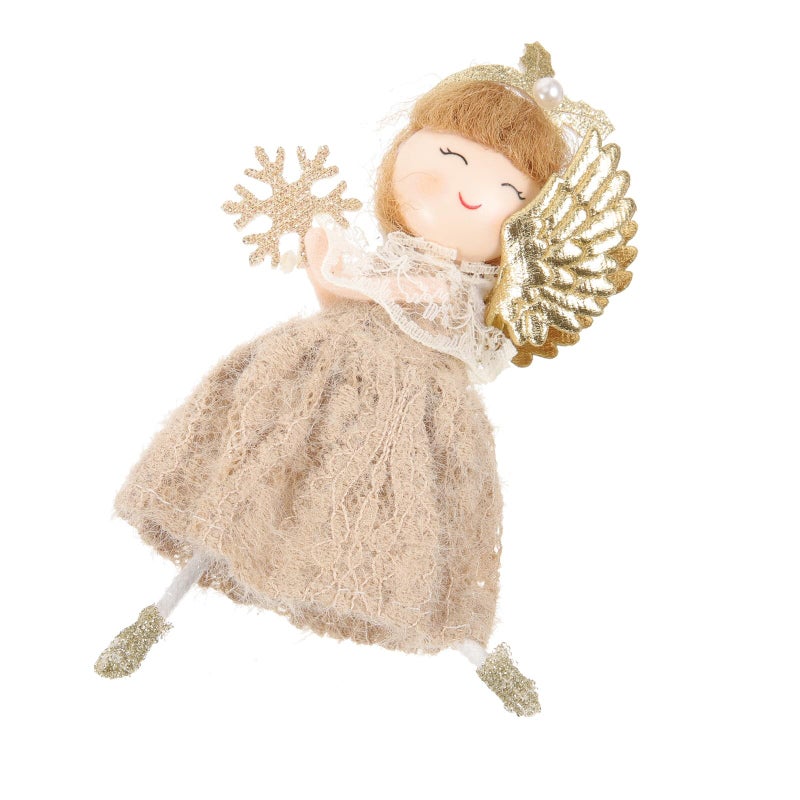Brown Lace Angel Ornament Hollow Skirt Decorative Pendant for Holiday Tree and Birthday Party - Image 2