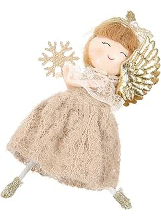 Brown Lace Angel Ornament Hollow Skirt Decorative Pendant for Holiday Tree and Birthday Party - Image 1