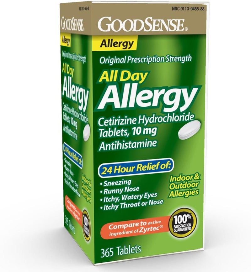 GoodSense All Day Allergy Cetirizine Hydrochloride Tablets 10 mg Antihistamine 365 Count - Image 1