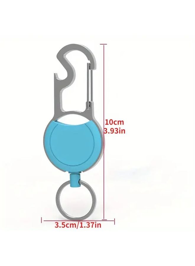 White Heavy Duty Retractable Key Chain 3 In 1 Loop Key Ring For Keys Bags Backpacks - Image 4
