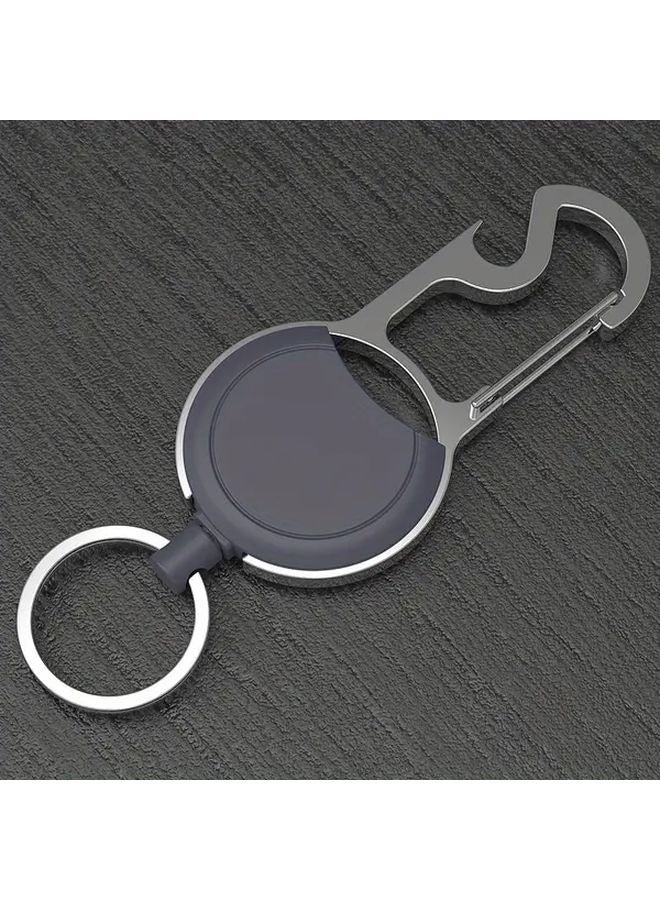 White Heavy Duty Retractable Key Chain 3 In 1 Loop Key Ring For Keys Bags Backpacks - Image 5