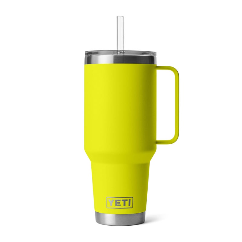 YETI Rambler 42 oz Tumbler with Handle and Straw Lid Travel Mug Water Tumbler Vacuum Insulated Cup with Handle Stainless Steel Firefly Yellow