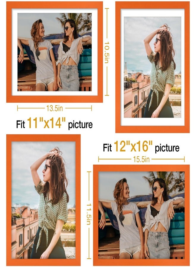 Vittanly إطار صور فيتانلي مقاس 12×16 بوصة، لعرض صور مقاس 11×14 بوصة مع حافة داخلية أو 12×16 بوصة بدون حافة داخلية، مصنوع من الخشب المصنّع مع زجاج شبكي مقاوم للكسر، إطار ملصقات للعرض على الحائط، برتقالي، عبوة واحدة - Image 3