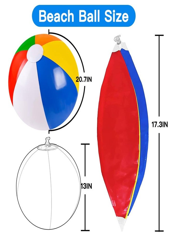 Vellibring 4 Pack 20" Summer Inflatable Big Beach Balls Rainbow Swimming Pool Water Games Toys for Kids Summer Party Supplies Decorations - Image 2