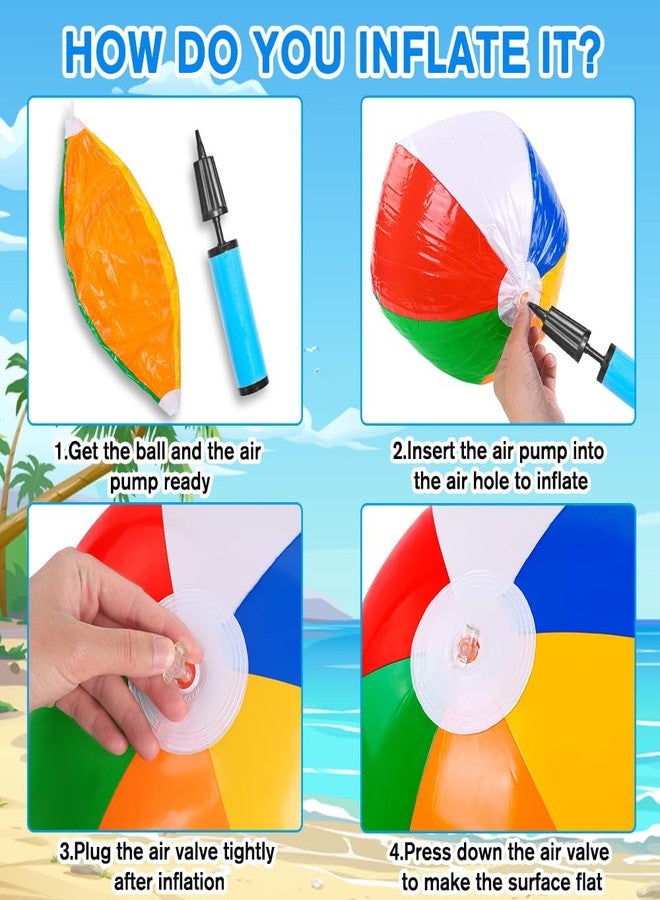 Vellibring 4 Pack 20" Summer Inflatable Big Beach Balls Rainbow Swimming Pool Water Games Toys for Kids Summer Party Supplies Decorations - Image 4