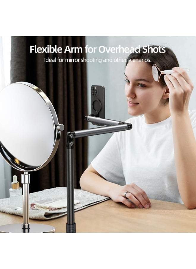 TELESIN TELESIN Magnetic Phone Floor Stand – 360° Adjustable Tripod with 1.6M Height, Strong N52 Magnet Mount for iPhone, Android, Recording & Livestreaming - Image 2