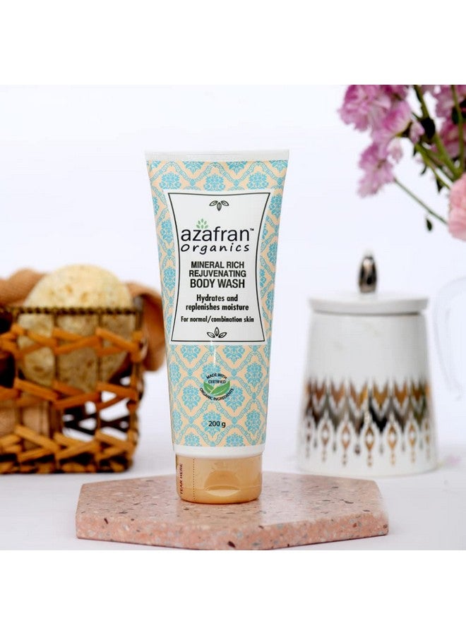 Azafran Organics Mineral-Rich Rejuvenating Body Wash, Infused with Castor Oil, Coconut Oil & Sunflower Oil For Hydration And Moisture, No Parabens, No Sulfates, Shower Gel For Men And Women, 200g - Image 3