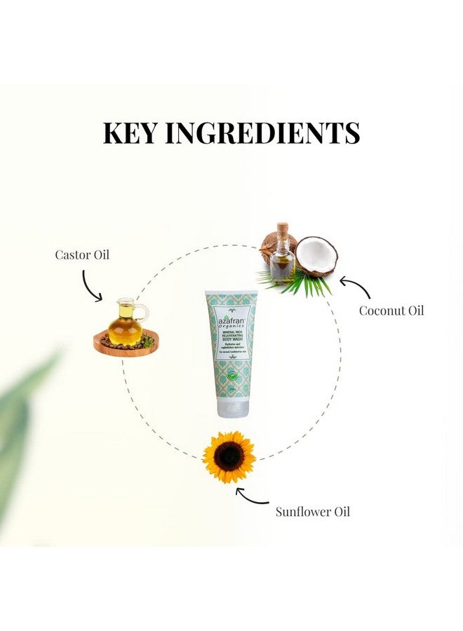 Azafran Organics Mineral-Rich Rejuvenating Body Wash, Infused with Castor Oil, Coconut Oil & Sunflower Oil For Hydration And Moisture, No Parabens, No Sulfates, Shower Gel For Men And Women, 200g - Image 5