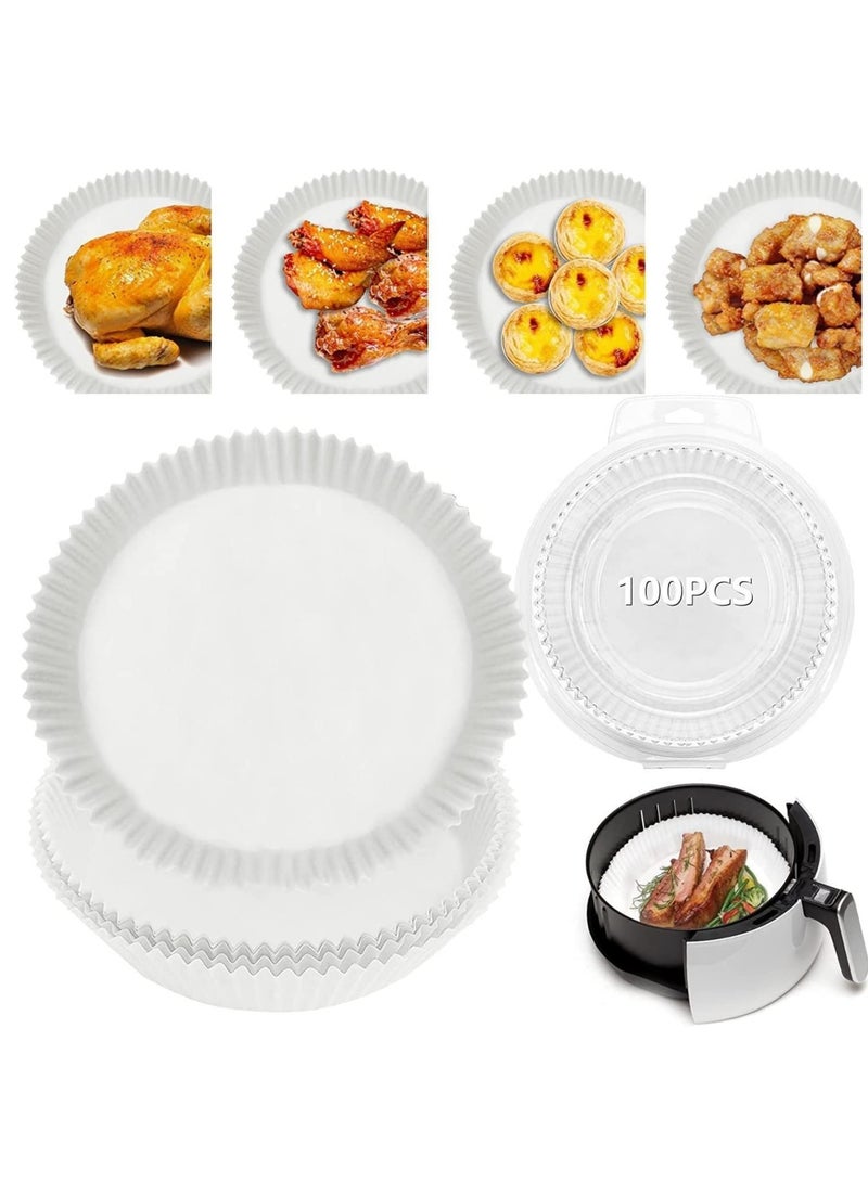 Meetion 100PCS Air Fryer Disposable Paper Liner, Non-stick Disposable Air Fryer Liners, Baking Paper for Air Fryer Water-proof, Oil-proof, Parchment for Baking Roasting Microwave (20cm, White) - Image 1