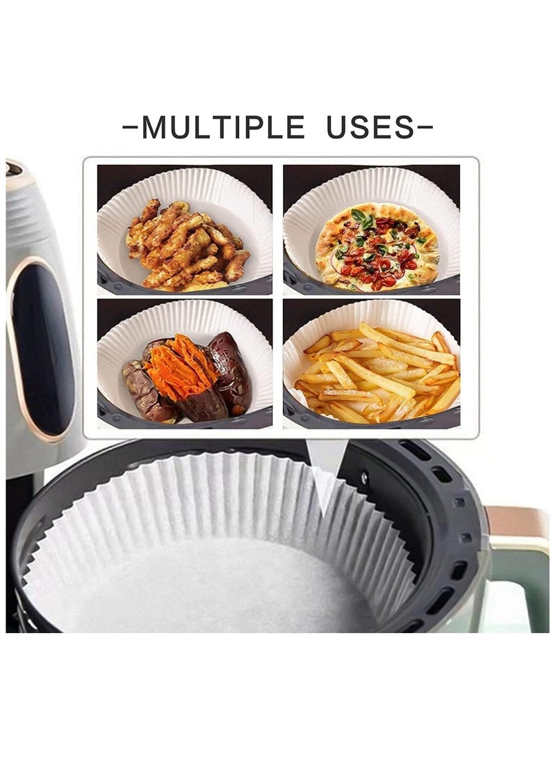 Meetion 100PCS Air Fryer Disposable Paper Liner, Non-stick Disposable Air Fryer Liners, Baking Paper for Air Fryer Water-proof, Oil-proof, Parchment for Baking Roasting Microwave (20cm, White) - Image 2